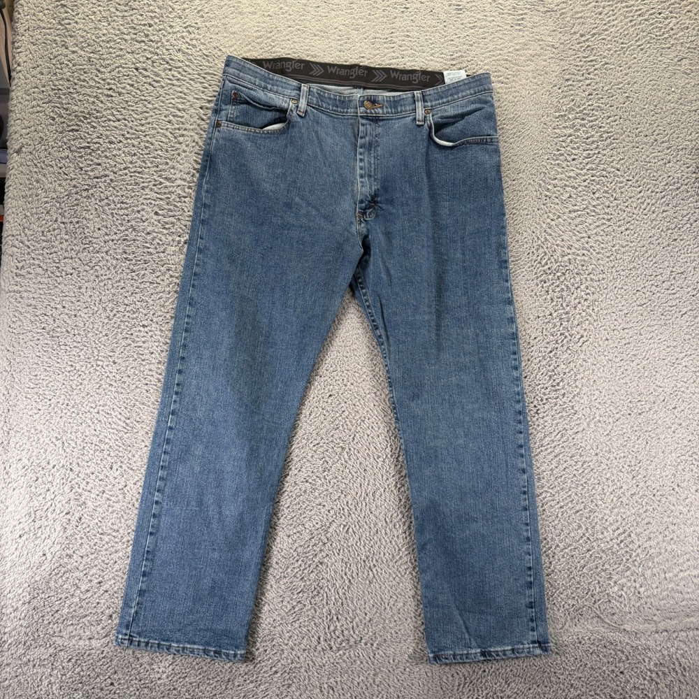 Wrangler Jeans Mens 38x29 Blue Cotton Denim Straight Workwear Travel Stretch